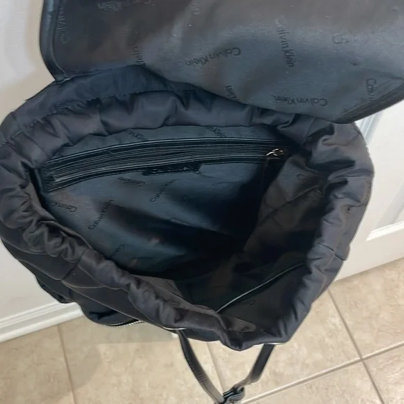 CALVIN KLEIN // black fashion backpack // fold over // TONS of zipper pockets - Picture 11 of 16